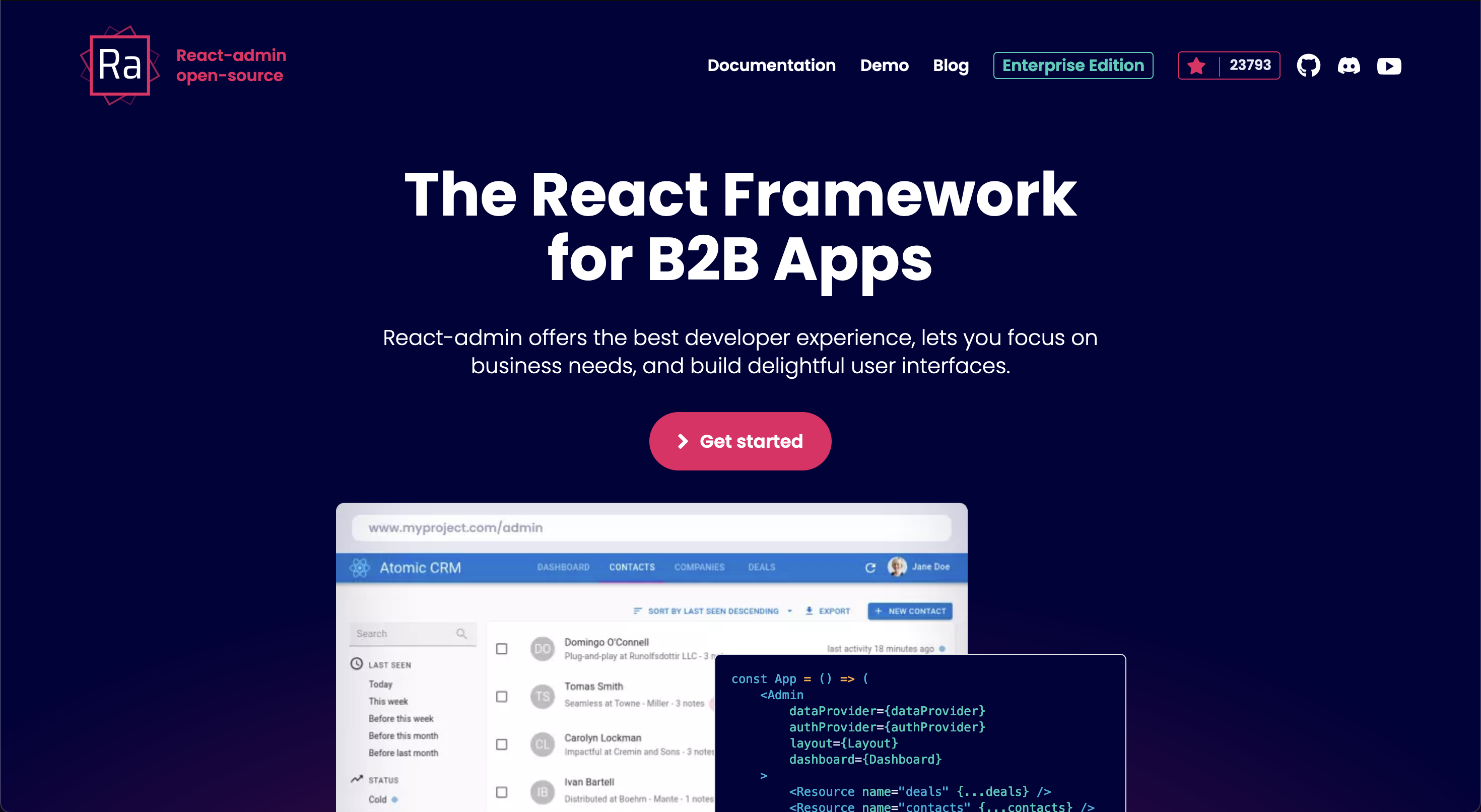 React-Admin website screenshot